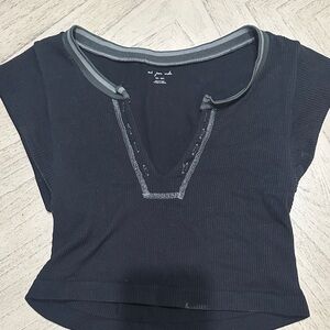 Urban Outfitters Black V-Neck Crop Top